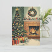 ヴィンテージコージークリスマスリビングルーム飾ツリー シーズンカード (スタンド正面)