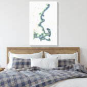 ヴィンテージコーストオブニューイングランドケープコッドの地図 キャンバスプリント (インサイチュ (寝室))