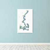 ヴィンテージコーストオブニューイングランドケープコッドの地図 キャンバスプリント (インサイチュ (ウッドフロア))