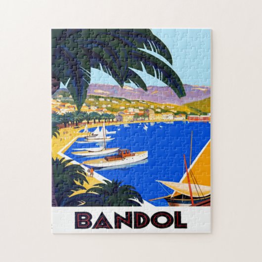 ヴィンテージコートダジュールトラベルイラストレーション ジグソーパズル (縦)