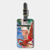 ヴィンテージコートダジュールビーチガール ラゲッジタグ (正面縦)