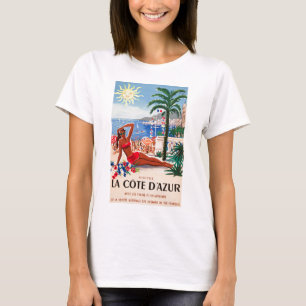 ヴィンテージコートダジュールビーチガール Tシャツ