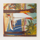 ヴィンテージコートダジュールフランスのオールドトラベルアート ジグソーパズル (横)