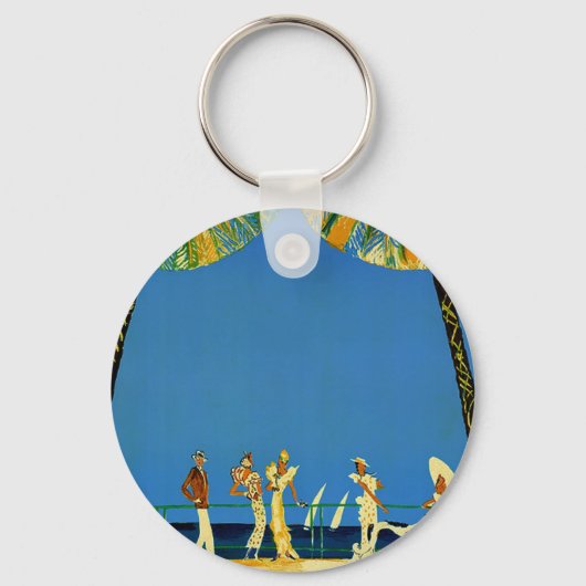 ヴィンテージコートダジュールフランスのトラベルキーチェーン キーホルダー (正面)