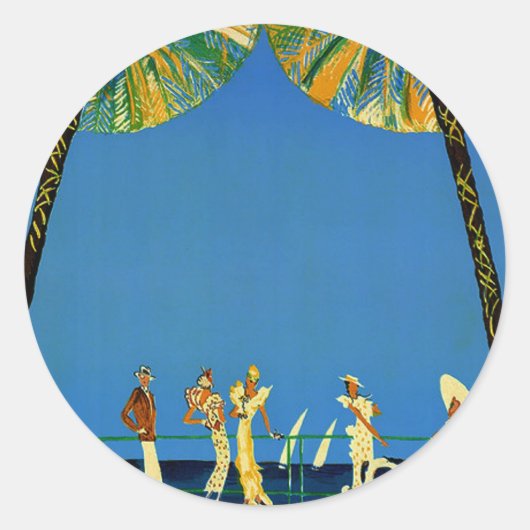 ヴィンテージコートダジュールフランスのトラベルシール ラウンドシール (正面)