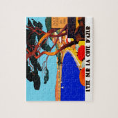 ヴィンテージコートダジュールフランスのトラベル絵画アート ジグソーパズル (縦)