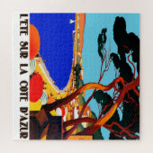 ヴィンテージコートダジュールフランスの旅行イラストレーションアート ジグソーパズル (横)