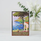  ヴィンテージコートダジュールフランスの旅行広告ポスター ポストカード (スタンド正面)