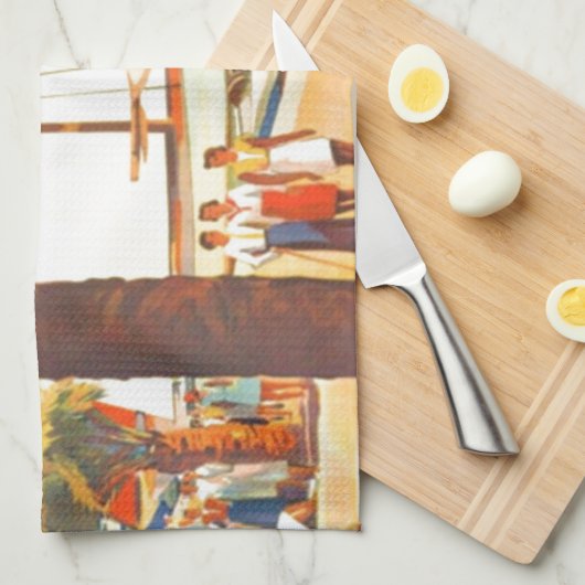 ヴィンテージコートダジュールフランスの旅行 キッチンタオル (四つ折り)