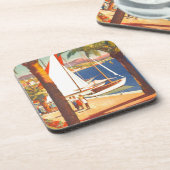 ヴィンテージコートダジュールフランスの旅行 コースター (左側)