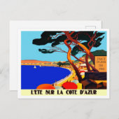 ヴィンテージコートダジュールフランスの旅行 シーズンポストカード (正面/裏面)