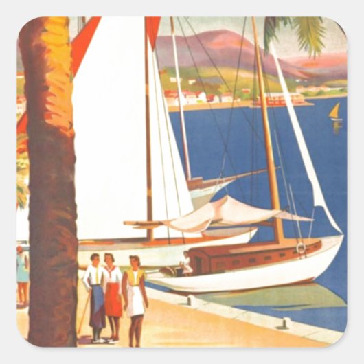 ヴィンテージコートダジュールフランスの旅行 スクエアシール (正面)