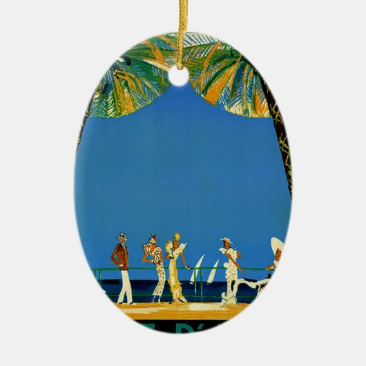 ヴィンテージコートダジュールフランスの旅行 セラミックオーナメント (正面)