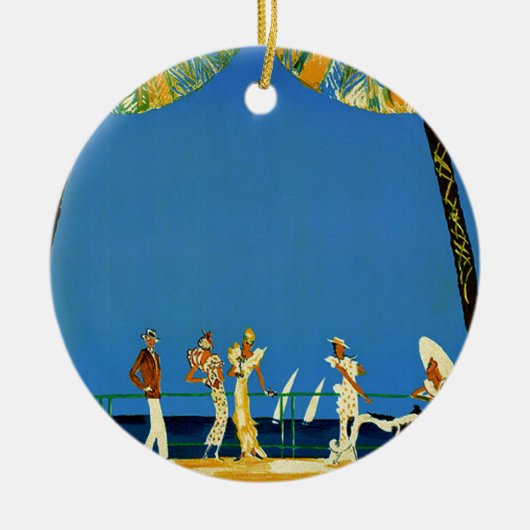 ヴィンテージコートダジュールフランスの旅行 セラミックオーナメント (正面)