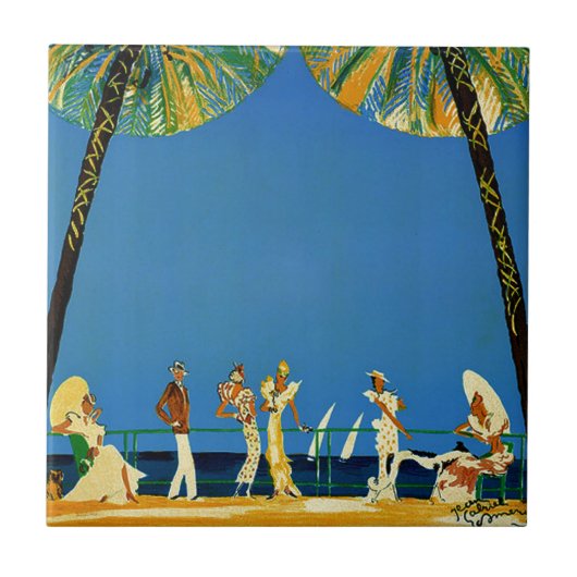 ヴィンテージコートダジュールフランスの旅行 タイル (正面)