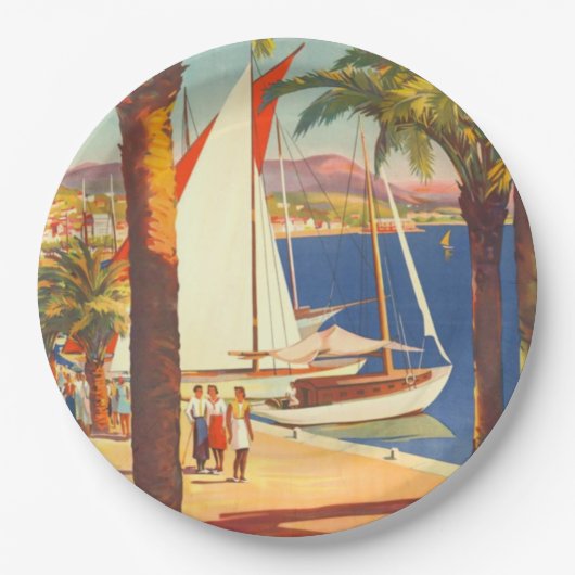 ヴィンテージコートダジュールフランスの旅行 ペーパープレート (正面)