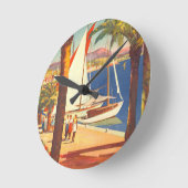 ヴィンテージコートダジュールフランスの旅行 ラウンド壁時計 (傾斜)