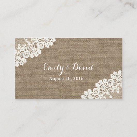 ヴィンテージコーナレースバーラップ結婚のウェブサイトの挿入 エンクロージャーカード (正面)