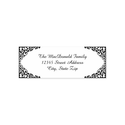 ヴィンテージコーナー住所 シール – 自己インク入力スタンプ セルフインキングスタンプ (デザイン)