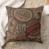 ヴィンテージコーヒラベルのコラージュ装飾用クッション クッション (ブランケット)