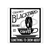 ヴィンテージコーヒラベル切手ブラックバードカラス ラバースタンプ (インプリント)