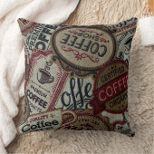 ヴィンテージコーヒラベル装飾用クッション クッション (ブランケット)