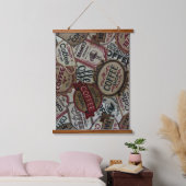 ヴィンテージコーヒラベル 吊り下げ型タペストリー (寝室)