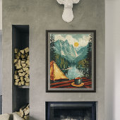 ヴィンテージコーヒーとキャンプのポスター ポスター