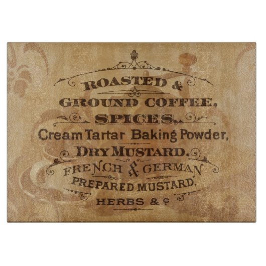 ヴィンテージコーヒーとスパイス素朴およびスタイリッシュ カッティングボード (正面)