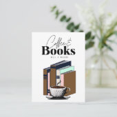 ヴィンテージコーヒーと書籍 |アートが必要 ポストカード (スタンド正面)