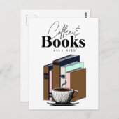 ヴィンテージコーヒーと書籍 |アートが必要 ポストカード (正面/裏面)