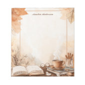 ヴィンテージコーヒーと本のカップと居心地の良い時間 ノートパッド (正面)