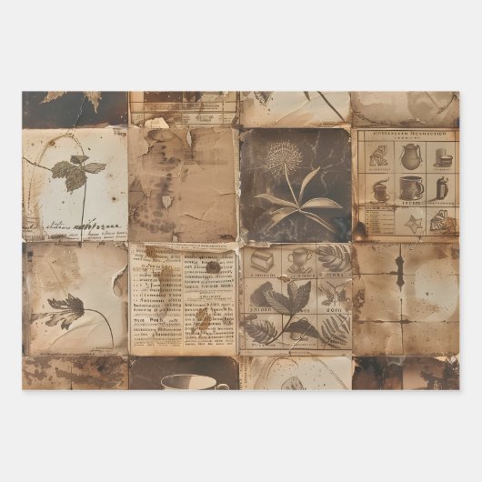 ヴィンテージコーヒーの切り離し重いセット3 ラッピングペーパーシート (正面)