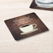 ヴィンテージコーヒーオーバーおもしろい引用文 スクエアペーパーコースター (アングル)