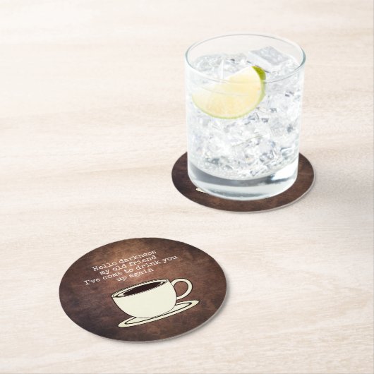 ヴィンテージコーヒーオーバーおもしろい引用文 ラウンドペーパーコースター (インサイチュ)