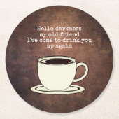 ヴィンテージコーヒーオーバーおもしろい引用文 ラウンドペーパーコースター (正面)