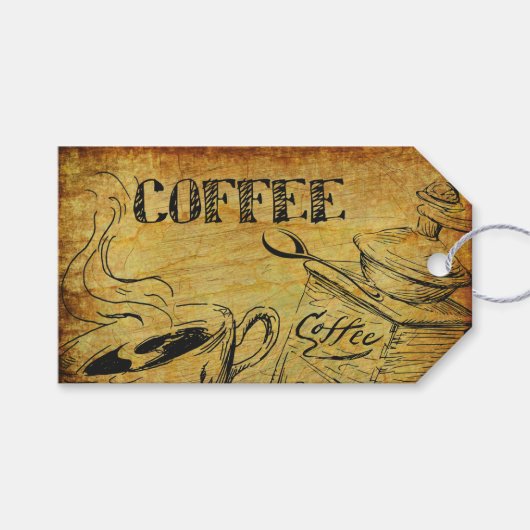 ヴィンテージコーヒーカップ古いコファッションドーヒースグラインダー ギフトタグ (正面(横))