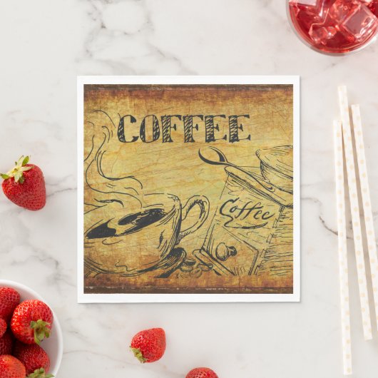 ヴィンテージコーヒーカップ古いコファッションドーヒースグラインダー スタンダードランチョンナプキン (インサイチュ)