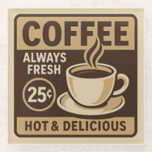 ヴィンテージコーヒーショップガラスコースター