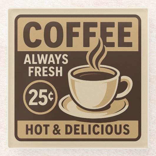 ヴィンテージコーヒーショップガラスコースター ガラスコースター (正面)