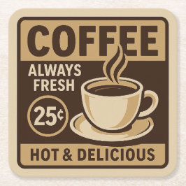 ヴィンテージコーヒーショップドリンクコースター スクエアペーパーコースター