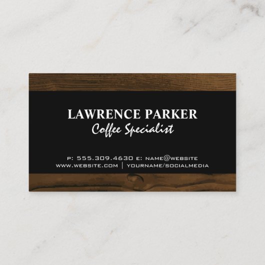 ヴィンテージコーヒーショップレタリング | 木製トリム 名刺 (裏面)
