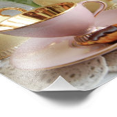 ヴィンテージコーヒーセットとチューリップ写真アートプリント フォトプリント (角)