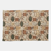 ヴィンテージコーヒーパターンレトロカフェスタイル キッチンタオル (横)