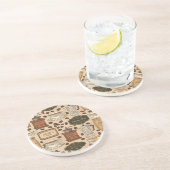 ヴィンテージコーヒーパターンレトロカフェスタイル コースター (側面)