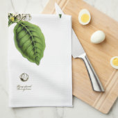 ヴィンテージコーヒープラントイラストレーション キッチンタオル (四つ折り)