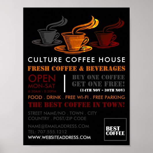 ヴィンテージコーヒーマグ,バリスタ,カフェ,コーヒーハウス ポスター (正面)