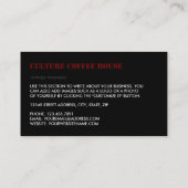 ヴィンテージコーヒーマグ，バリスタ，カフェ，コーヒーハウス 名刺 (裏面)