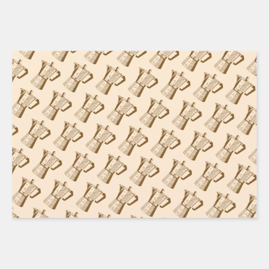 ヴィンテージコーヒーラバーラッピング紙セット ラッピングペーパーシート (正面)