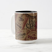 ヴィンテージコーヒーラベルCollageコーヒーマグ ツートーンマグカップ (正面左)